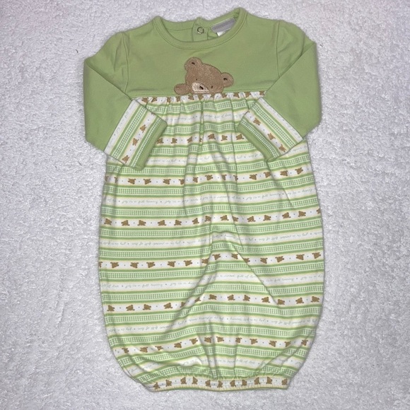 Carters unisex green bear infant gown pajama one size snaps in the back - Picture 1 of 8